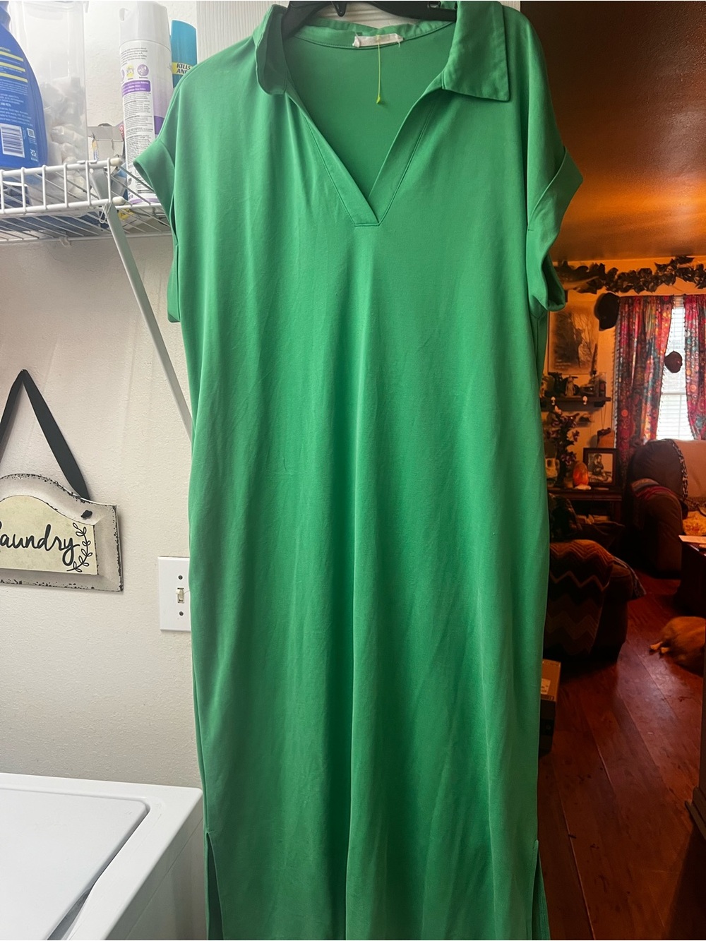 Green Polo Collar Dress